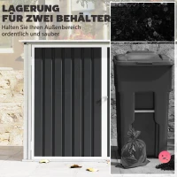 Outsunny Mülltonnenbox für 2 Mülltonnen aus verzinktem Stahl Müllbox mit Klappdeckel Gasdruckfeder Doppeltür Belüftungsöffnungen(m-4)