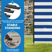 Outsunny 4 Pole Camping Windbreaks, Beach Wind Shield Shelter with Carry Bag and Steel Poles, 540cm x 150cm, Dark Blue(m-5)