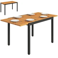 Outsunny Tavolo giardino allungabile 100/150x70 cm con foro ombrellone, Teak(m-7)