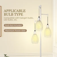 HOMCOM 3-Light Floor Lamp, 170cm Industrial Dimmable Standing Lamp with Steel Wire Cage Lampshades for Living Room, Bedroom, Dining Room, Study, Bulb Not Included, Silver Tone(m-7)