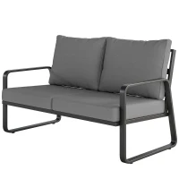 Outsunny Divano giardino 2 posti con cuscini sfoderabili, 121x69x69 cm, Grigio chiaro(m-7)