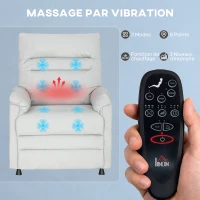 HOMCOM Fauteuil relax électrique massant et chauffant, fauteuil inclinable, repose-pieds, moteur silencieux, 82x99x106cm, gris(m-7)