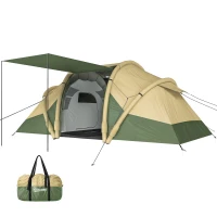 Outsunny Inflatable Tent 2 Bedroom 3000mm Waterproof Windproof Air Tent with Carry Bag for 4 Person(m-10)