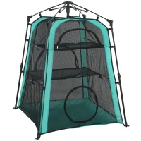 PawHut Cat Tent, 3-Tier Portable Pet Tent for Indoor Outdoor, Cat House with Multi-Door, Carry Bag, Breathable Mesh(m-1)