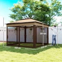 Outsunny 3 x 3(m) Pop Up Gazebo, Height Adjustable Instant Event Shelter with Netting and Carrying Bag, Beige(m-3)