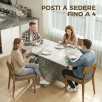 HOMCOM Tavolo da Pranzo Pieghevole con Ripiani, Ribalta e Ruote, Grigio Cemento(m-5)