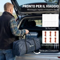 Outsunny Tenda Tunnel 2-4 Persone, Camera da Letto, Zona Giorno, Impermeabile, 480x300x213 cm, Blu Navy(m-9)