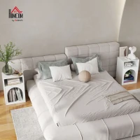 HOMCOM Lot de 2 tables de chevet, table de nuit avec compartiments ouverts, design arqué, 40 x 30 x 60 cm, blanc(m-10)