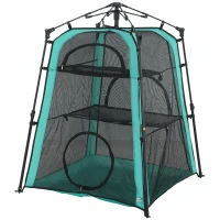 PawHut Cat Tent, 3-Tier Portable Pet Tent for Indoor Outdoor, Cat House with Multi-Door, Carry Bag, Breathable Mesh(m-11)