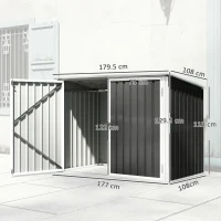 Outsunny Capanno Giardino, Organizer Bidoni Spazzatura Orizzontale, Grigio Scuro(m-3)