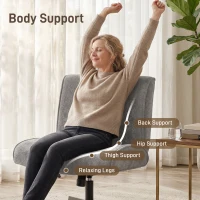 HOMCOM Fauteuil d'appoint pivotant, fauteuil lounge rembourré effet velours avec réglage en hauteur pour salon, bureau, gris(m-4)