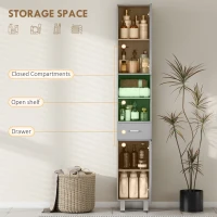 kleankin Szafka łazienkowa, komoda, z półkami i szufladą, regulowana, Szary(m-4)