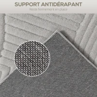 HOMCOM Tapis salon 160 x 120 cm, tapis à poils épais géométrique, moelleux et antidérapant, gris(m-5)