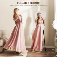 HOMCOM Pełnowymiarowe lustro bez ramy, podstawa drewniana, elastycznie umieszczalne, faliste, czarne(m-4)