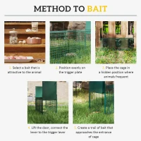 Outsunny Animal Trap Cage, Humane Rat Trap with Double Doors, Squirrel Trap for Indoors & Outdoors, Catch and Release Mice, Rats, Rodents, 60 x 18 x 20 cm, Green(m-5)