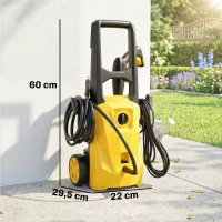 Outsunny Hidrolimpiadora de Alta Presión 1600W 120 Bar con Bomba Boquilla Ajustable y Parada Automática 29,5x22x60 cm Amarillo(m-3)