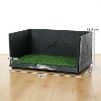 PawHut Toilette pour Chien avec Gazon Artificiel, Parois Hautes et Plateau Coulissant, Système de Drainage, 75x51x36,5cm, Noir(m-3)
