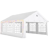 Outsunny Tendone per Feste 4x6 m con Finestre e 4 Pareti Laterali Rimovibili, in Acciaio e PE, Bianco(m-1)