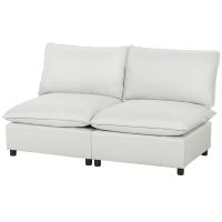 HOMCOM Canapé 2 places, canapé modulaire en cuir synthétique 146 cm avec assise large et profonde, coussins épais, montage facile, Gris