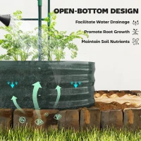 Outsunny Galvanised Raised Garden Bed with Arched Trellis, 4 x 2 x 4.6ft Metal Raised Bed for Garden with Open Bottom, Dark Grey(m-9)