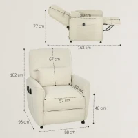 HOMCOM Sillón Relax Reclinable Eléctrico con Calor Lumbar Masaje Vibración Motor Silencioso Función de Memoria Crema(m-3)