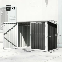 Outsunny Cobertizo para Contenedor de Basura Doble con Tapa Abatible y Puertas Doble 179,5x108x129,5 cm Gris Oscuro(m-3)