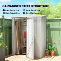 Outsunny 5ft x 3ft Garden Storage Shed, Outdoor Metal Shed with Sloped Roof, Aluminium Grey(m-4)