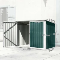 Outsunny Cache Poubelle Extérieur en Acier Galvanisé pour 2 Poubelles, Double Porte, Couvercle Pneumatique, 180x108x130cm, Vert(m-3)