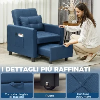 HOMCOM Poltrona Letto Pieghevole con Schienale Regolabile e Cuscino, Blu(m-7)