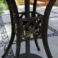 Outsunny 78 cm Round Garden Dining Table with Parasol Hole Antique Cast Aluminium Outdoor Table Only, Bronze Tone(m-9)