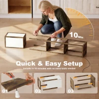 HOMCOM 3-Tier Floor Lamp with Shelves and Storage, Modern Corner Standing Lamp with Lampshade, Reading Light with Foot Switch for Living Room, Bedroom, Home Office, Bulb not Included, Brown(m-7)