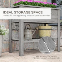 Outsunny Wooden Raised Garden Bed, Elevated Planter Box with Storage Shelf and Drainage Holes, Raised Planter with Legs, Grey(m-5)