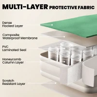 Outsunny Inflatable Mattress, Double Air Bed with Built-in Electric Pump, 3 Mins Inflation, Flocked Surface, Dark Green(m-6)