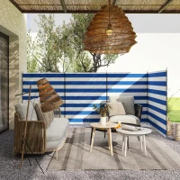 Outsunny 4 Pole Camping Windbreaks, Beach Wind Shield Shelter with Carry Bag and Steel Poles, 540cm x 150cm, Dark Blue(m-7)