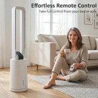 HOMCOM Klimatyzator ewaporacyjny z pilotem, 15-godzinny timer, wkłady chłodzące do domu i biura, biały(m-8)