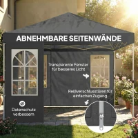 Outsunny Pavillon 3x3m Wasserdicht Stabil Winterfest Pop-up Faltpavillon, Ein-Knopf-Aufbau, UV 50+ Dunkelgrau(m-8)