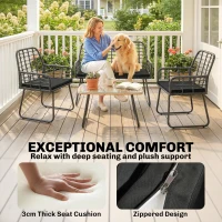 Outsunny 4 Piece Rattan Garden Furniture Set, Outdoor Patio Furniture with Loveseat, Armchairs and Coffee Table(m-6)