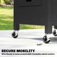 Outsunny Outdoor Grill Cart with Stainless Steel Tabletop, BBQ Table with a Cabinet, Towel Holder, Bottle Opener, Black(m-8)