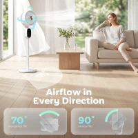 HOMCOM 20 dB Silent Standing Fan for Bedroom, 39" Pedestal Fan with Remote, 90° Oscillating, 8 Speeds, Adjustable Height, White(m-5)