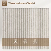 HOMCOM Lot de 2 tabourets de bar en tissu velours côtelé, chaises de bar avec dossier courbé, repose-pieds, 49x52x88cm, crème(m-5)