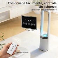 HOMCOM Ventilador de Torre Silencioso sin Aspas con Luces LED de 4 Colores Mando a Distancia Temporizador de 12 horas Blanco(m-7)
