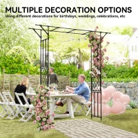 Outsunny Garden Arch, PE-Coated Steel Arbour Trellis for Climbing Plants, Rose Arch, 180 x 40 x 215 cm, Black(m-7)
