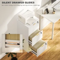 HOMCOM Filing Cabinet, Fluted Vertical File Cabinet with 3 Lockable Drawers and Hanging Rails, White(m-5)