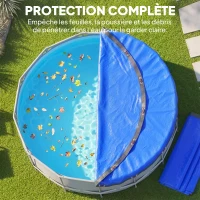 Outsunny Bâche de Piscine Ronde 550 cm Anti-Poussière et Imperméable avec Corde pour Piscines Hors Sol de 520-530 cm, Bleu(m-4)