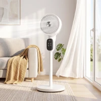 HOMCOM 20 dB Silent Standing Fan for Bedroom, 39" Pedestal Fan with Remote, 90° Oscillating, 8 Speeds, Adjustable Height, White(m-2)