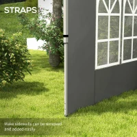 Outsunny Gazebo Side Panels, Sides Replacement with Window for 3x3(m) or 3x4m Pop Up Gazebo, 2 Pack, Dark Grey(m-5)
