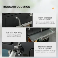 Outsunny Grill węglowy Grill BBQ-Grill, włącznie z termometrem, otwieraczem do butelek, 120 x 64 x 114 cm, czarny(m-6)