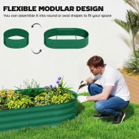 Outsunny Galvanised Raised Garden Bed with Arched Trellis, 5 x 3 x 6ft Metal Raised Bed for Garden with Open Bottom, Green(m-7)