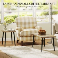 Stolik kawowy 2 szt. z ramą stalową, do salonu, naturalny(m-4)