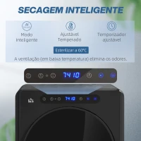 HOMCOM Máquina de Secar Roupa 3 KG 1000W Função Anti-Rugas Esterilizar Temporizador Ecrã LED Tátil Preto(m-4)